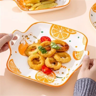 Kawaii Citrus Cat Porcelain Plate & Bowl Set price